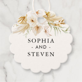 Elegant Boho Wedding with Beige & Yellow Flowers Gåvor Etiketter