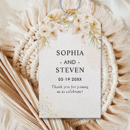 Elegant Boho Wedding with Beige & Yellow Flowers Presentetikett