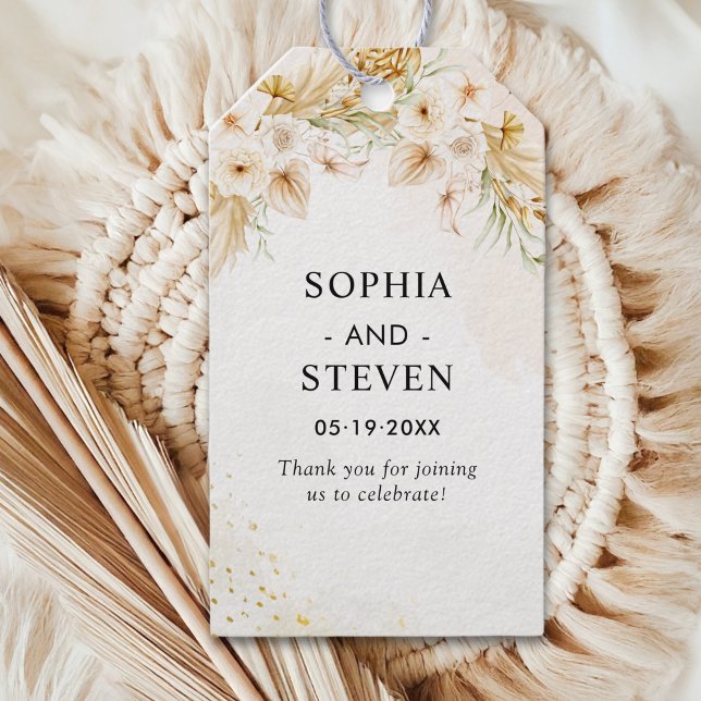 Elegant Boho Wedding with Beige & Yellow Flowers Presentetikett (Skapare uppladdad)