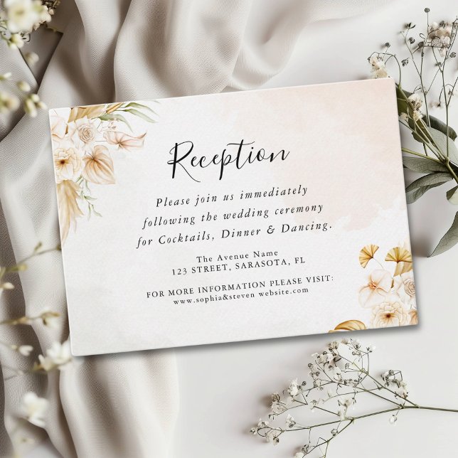 Elegant Boho Wedding with Beige & Yellow Flowers Tilläggskort (Skapare uppladdad)