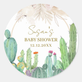 Elegant Boho Western Cactus Arch Baby Shower Runt Klistermärke