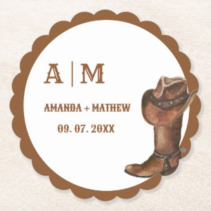 Elegant Boho Western Cowboy Bröllop Tack Underlägg Papper