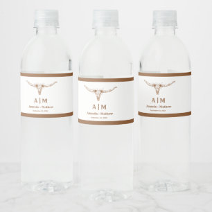 Elegant Boho Western Cowboy Bröllop Vattenflaskor Etikett