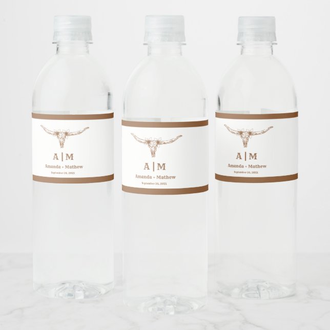 Elegant Boho Western Cowboy Bröllop Vattenflaskor Etikett (Flaskor)