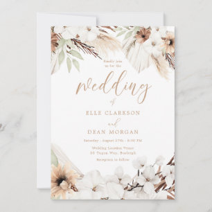 Elegant Boho White Blommigt Alla seasons Bröllop Inbjudningar