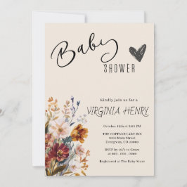 Elegant Boho WildblomBaby Shower Inbjudningar