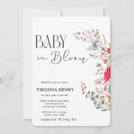 Elegant Boho WildblomBaby Shower Inbjudningar