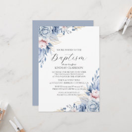 Elegant Boho Wildblombaptism Inbjudningar