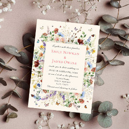 Elegant Boho WildblomBlommigt Bröllop Inbjudningar