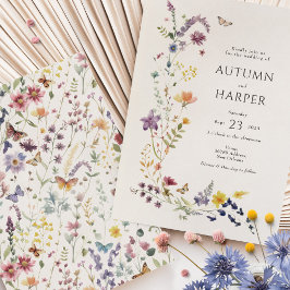 Elegant Boho WildblomBlommigtarna Bröllop Inbjudningar