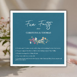 Elegant Boho WildblomBlue Roligt Facts Bröllop Pappersservett
