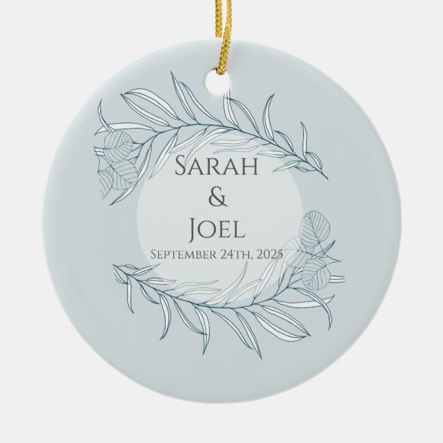 Elegant Boho WildblomBröllop Julgransprydnad Keramik (Framsidan)