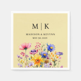 Elegant Boho WildblomBröllop Pappersservett