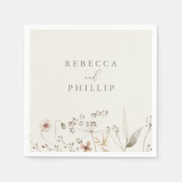 Elegant Boho WildblomBröllop Pappersservett