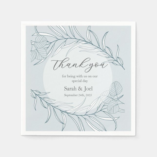 Elegant Boho WildblomBröllop Pappersservett (Framsidan)