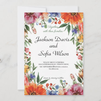 Elegant Boho Wildblombröllopsinbjudan Inbjudningar