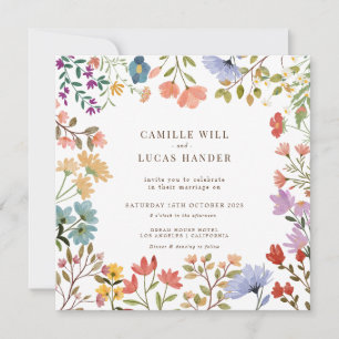 Elegant Boho Wildblombröllopsinbjudan Inbjudningar