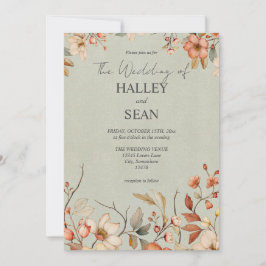 Elegant Boho Wildblombröllopsinbjudan Inbjudningar