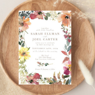 Elegant Boho Wildblombröllopsinbjudan Inbjudningar