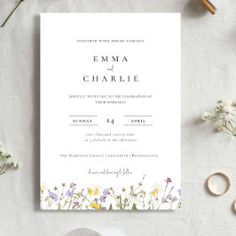 Elegant Boho Wildblombröllopsinbjudan Inbjudningar
