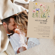 Elegant Boho Wildblombröllopsinbjudan