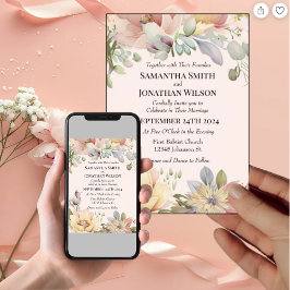 Elegant BOHO Wildblombröllopsinbjudan Inbjudningar
