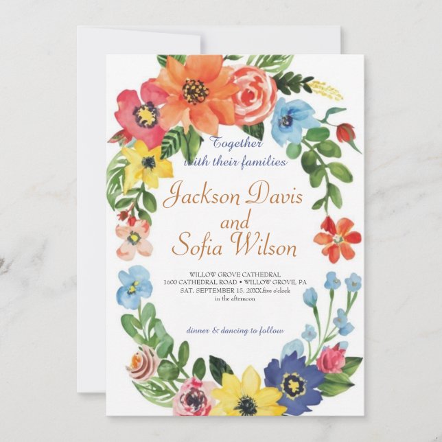 Elegant Boho Wildblombröllopsinbjudan Inbjudningar (Framsida)