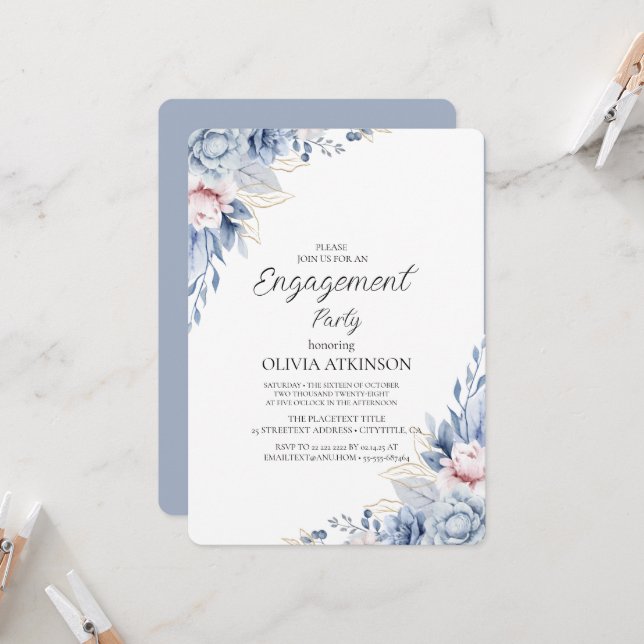 Elegant Boho Wildblomförlovningsfest Inbjudningar (Fram/Back In Situ)
