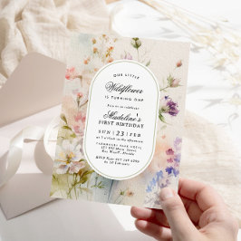 Elegant Boho Wildblomma Baby 1:a födelsedagen Inbjudningar