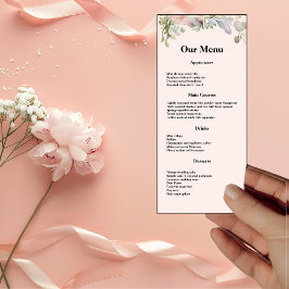 Elegant BOHO Wildblomma Bröllop Dinner Menu Meny