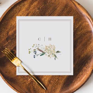 Elegant Boho Wildblomma Bröllop Initialer Pappersservett