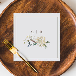 Elegant Boho Wildblomma Bröllop Initialer Pappersservett