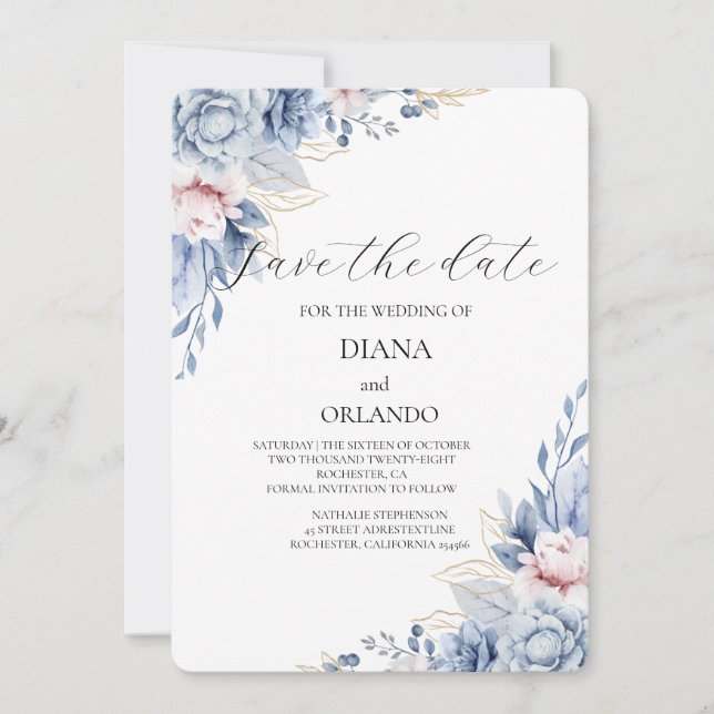 Elegant Boho Wildblomma spara datumet Inbjudningar (Framsida)