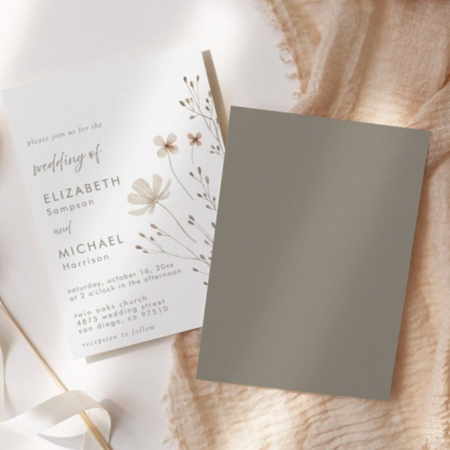 Elegant Boho WildblommBlommigt Bröllop Inbjudningar (Skapare uppladdad)