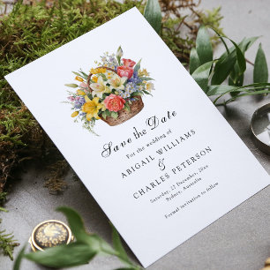 Elegant Boho Wildblommbloom Spara datum Datumet