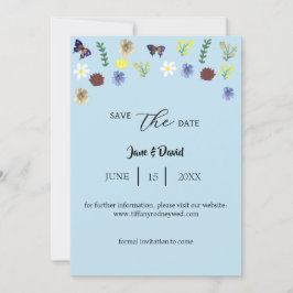 Elegant Boho WildblommBlue Spara-The-Date Inbjudningar