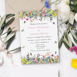 Elegant Boho WildblommBröllop Inbjudningar