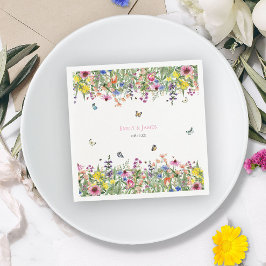 Elegant Boho WildblommBröllop Pappersservett