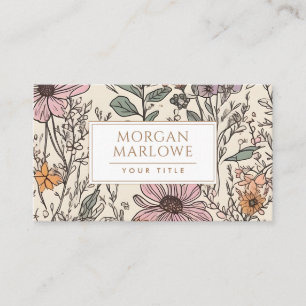 Elegant Boho Wildblomme Botanical Blommigt Visitkort