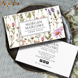 Elegant Boho Wildblomme Botanical Blommigt Visitkort