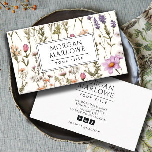 Elegant Boho Wildblomme Botanical Blommigt Visitkort