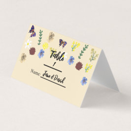 Elegant Boho Wildblomme Eggshell Place-kort Kort