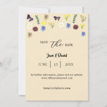 Elegant Boho Wildblomme Eggshell Spara-the-Date