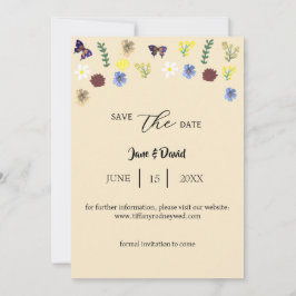 Elegant Boho Wildblomme Eggshell Spara-the-Date Inbjudningar