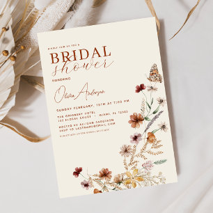 Elegant Boho Wildblomme Meadow Möhippa Inbjudningar
