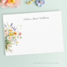 Elegant Boho Wildblomme Note Card