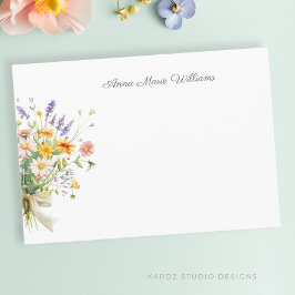 Elegant Boho Wildblomme Note Card Anteckningskort