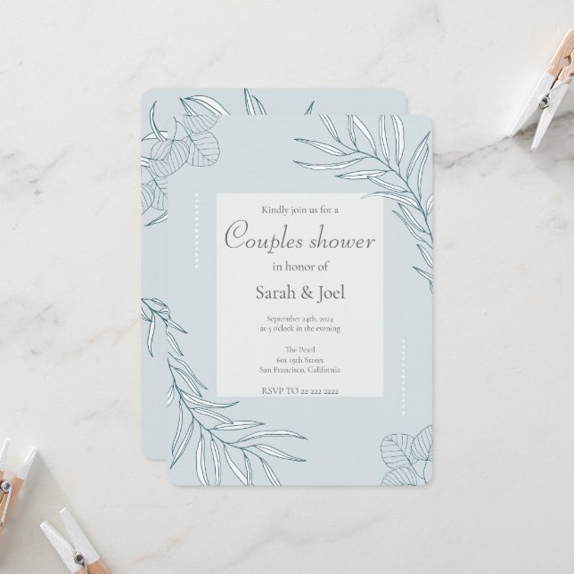 Elegant Boho Wildblomme Par Shower Inbjudningar (Fram/Back In Situ)