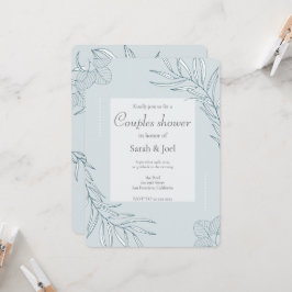 Elegant Boho Wildblomme Par Shower Inbjudningar