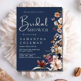 Elegant Boho Wildblommes blå Möhippa Inbjudningar